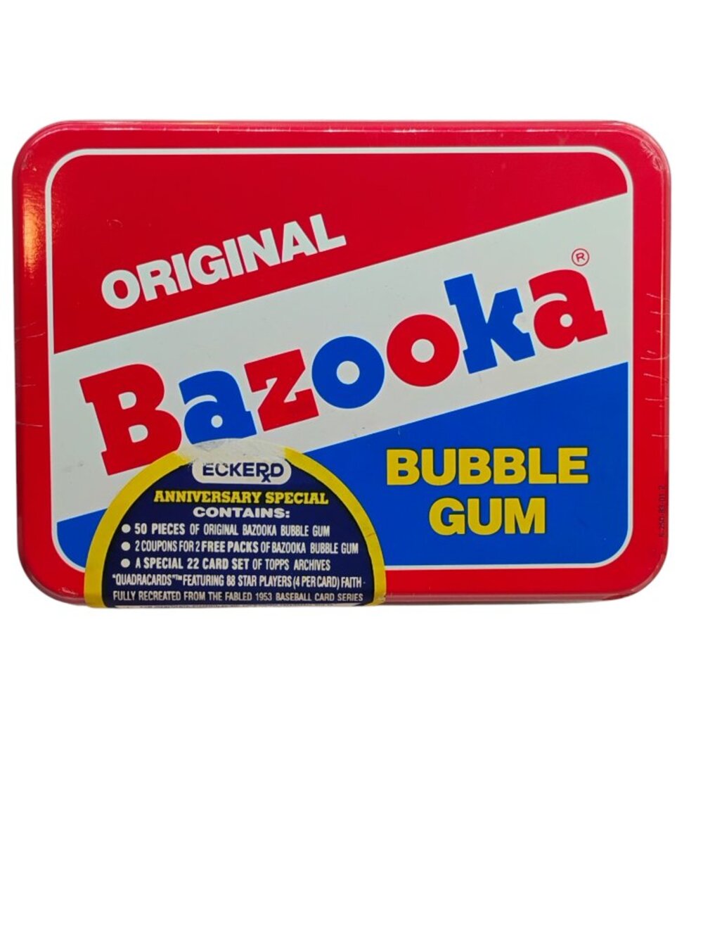 Bazooka Bubble Gum Anniversary Tin Sealed 50 Pieces Cards Eckerd Promo SEALED